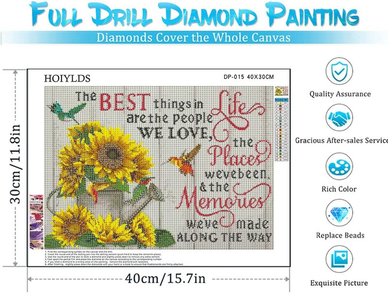 HOIYLDS Sunflower Diamond Painting Kits for Adults - Inspirational Diamond Art Kits for Adults Beginner  DIY Full Drill Diamond Dots Paintings with Diamonds 5D Gem Art and Crafts for Adults Home Wall Decor - Image 4